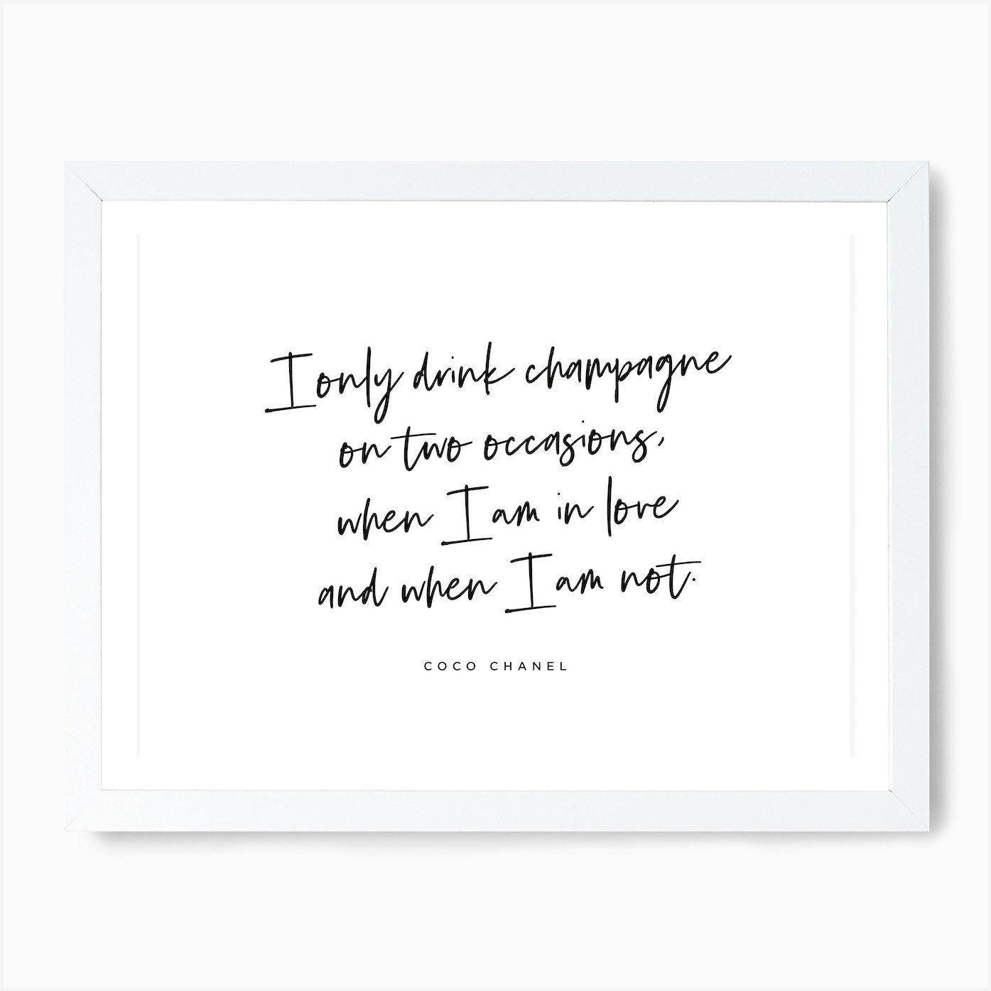 Coco Chanel Drink Champagne Quote Wall Art Print - Wild Wall Art