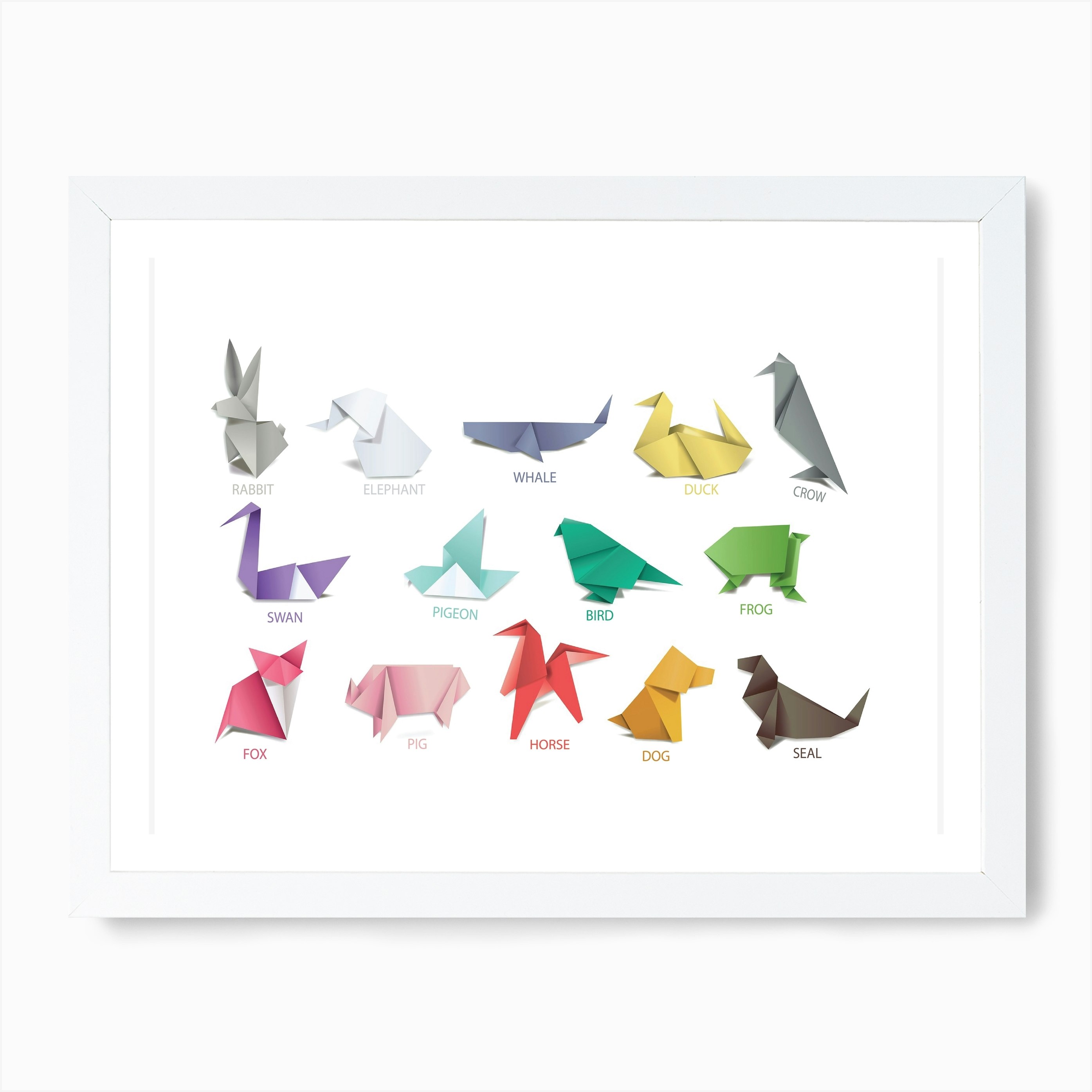 Origami Animals Art Print