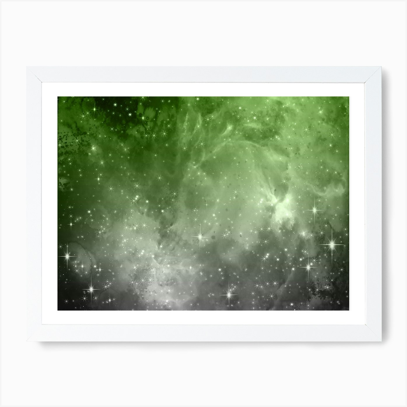 Lime Green And Grey Galaxy Space Ba Framed Wall Art Poster Canvas Print Picture - Picture 3 of 4