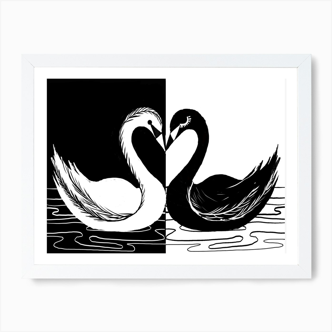 debitor kombination fodbold Black White Swan Art Print by Natalie Born - Fy