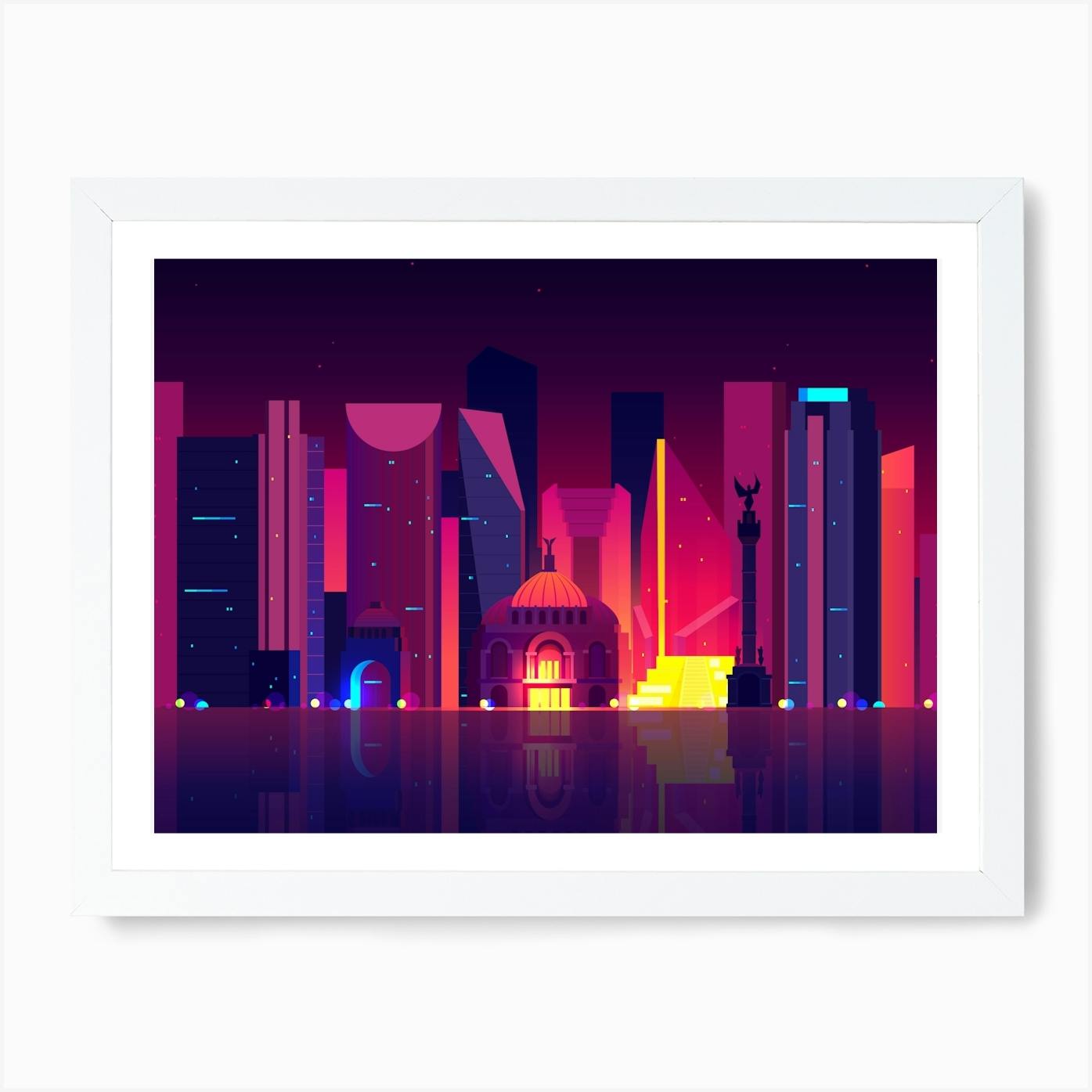 Synthwave Neon City - Mexico [synthwave/vaporwave/cyberpunk] — aesthetic  poster, retrowave poster, neon poster Art Print by Synthwave1950 - Fy