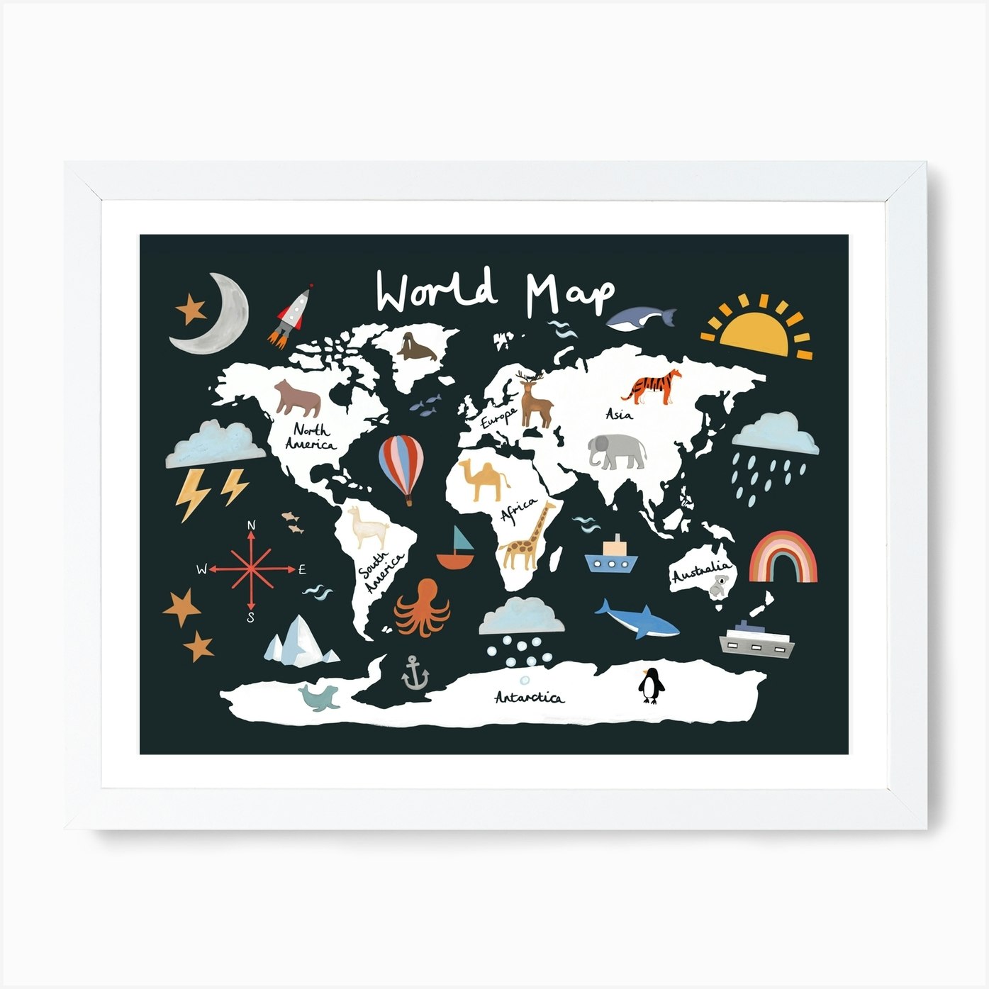 World Map Art Print World Map Art Print by Kid of the Village   Fy