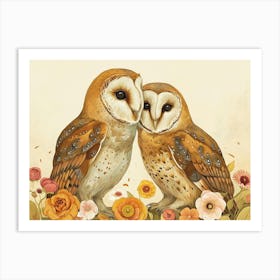 Floral Animal Illustration Owl 3 Art Print