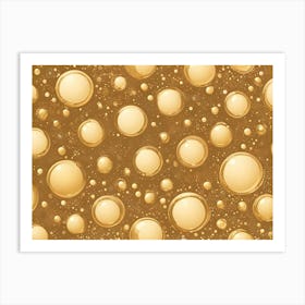 Seamless Pattern Of Golden Bubbles On A Brown Background Art Print