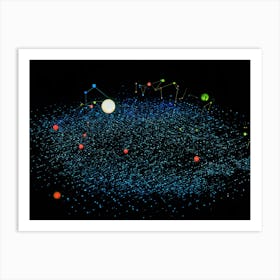 Abstract Digital Painting Featuring A Glowing Geometric Pattern Composed Of Dots And Lines On A Dark 2 1 Art Print