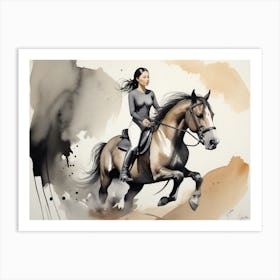 Woman Riding A Horse 2 Art Print