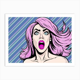 Woman With Pink Hair Art Print