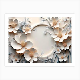 3d Paper Flowers with circle art Art Print