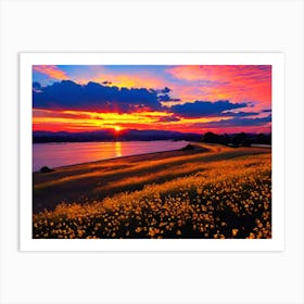 Sunset Over The Lake 12 Art Print