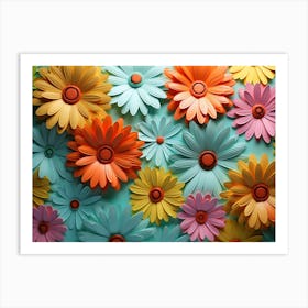 Paper Flowers Background Art Print