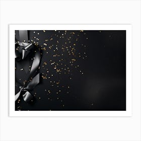 Black Background With Bow And Confetti Art Print