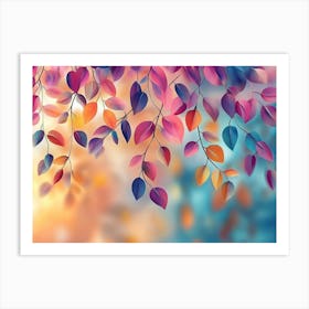 Elegant Colorful With Vibrant Leaves Hanging Branches 4 Art Print