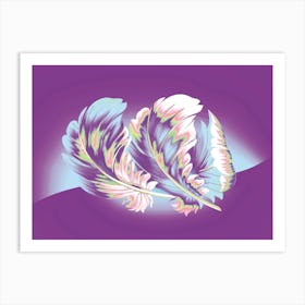 Feathers On Purple Background Art Print