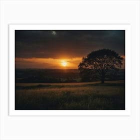 Sunset Over A Field 1 Art Print