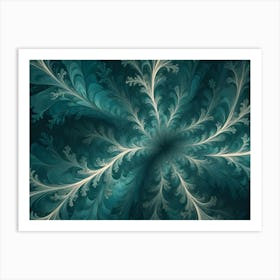 An Abstract Design With Swirling, White Tendrils On A Teal Background 2 Art Print