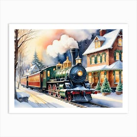 Christmas Train in Wonderland Art Print