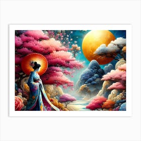 Geisha Outside - Painting Art Print