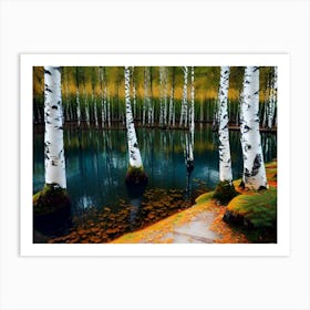 Birch Trees In Autumn 24 Art Print