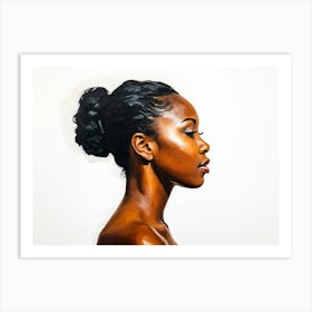 Side Profile Of Beautiful Woman Oil Painting 108 Art Print