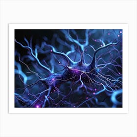 Detailed Zoom Of An Intricate Microscopic Neural Network Neurons Interweaving Like Trees In Vast Fo (6) Art Print