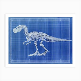 Deinonychus Skeleton Hand Drawn Blueprint 4 Art Print