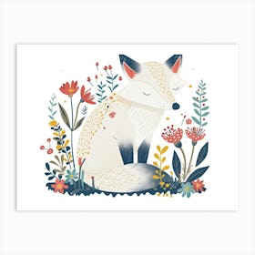 Little Floral Arctic Fox 4 Art Print