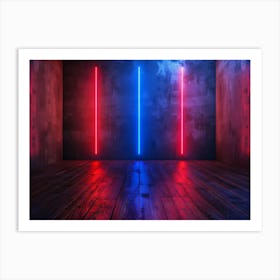 Neon Lights In A Dark Room Art Print