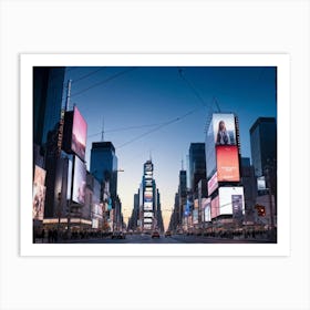 Blank Billboard Towering Above Bustling Urban Street Blank Slate Awaiting Advertisement Surrounded (4) Art Print