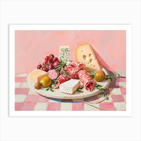 Mediterranean Mezze Platter Pink Checkerboard 2 Art Print