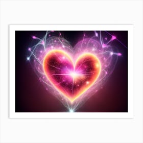 A Colorful Glowing Heart On A Dark Background Horizontal Composition 40 Art Print