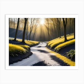 A Photograph Of A Path Winding Through A Forest Art Print