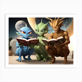 Aliens Reading A Book Art Print