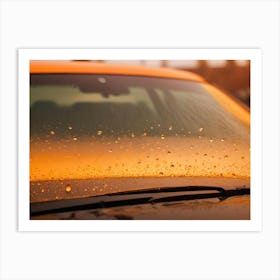 Close Up Shot Of Water Droplets On A Car Windshield Art Print