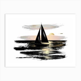 Sailboat At Sunset 36 Art Print