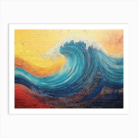 Colorful Texture Abstract Art of a Wave on A Red Brick Street Art Print