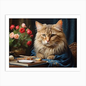 Cat Artist Art Print