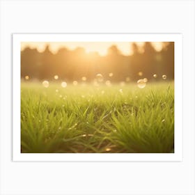 Close Up Photography Of Green Grass With Soap Bubbles Floating In The Background, Creating A Dreamy And Whimsical Scene 1 Art Print