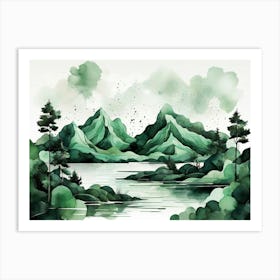 Watercolor Landscape Painting 3 Art Print