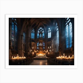 Candlelit Church Paintings Art Print Art Print