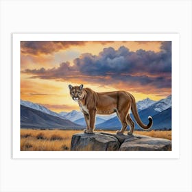 The Prairie’s Quiet Majesty Cougar Art Print