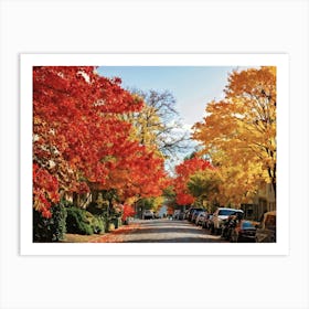 Autumn Foliage Comes Alive In This Design Leaves Flaunting A Riot Of Colors Including Crimson Verm (2) 1 Art Print