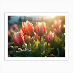 Tulips In The Garden At Sunset Art Print