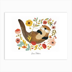 Little Floral Sea Otter 3 Poster Art Print