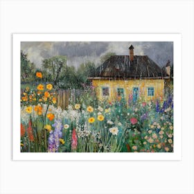 A Rainy European Garden # 2 Art Print