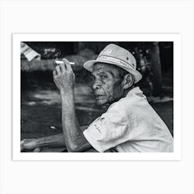 Old Man Smoking A Cigarette Art Print