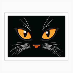 Black Cat With Orange Eyes Art Print