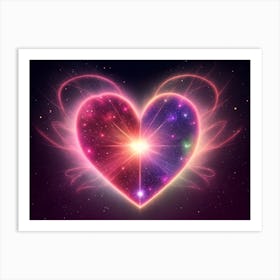 A Colorful Glowing Heart On A Dark Background Horizontal Composition 5 Art Print