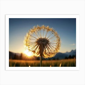 Dandelion sitting on a field, morning or dusk 6 Art Print