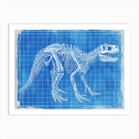 Carnotaurus Skeleton Dinosaur Blueprint Art Print