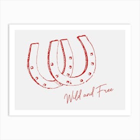 Horseshoe Wild and Free Red Póster